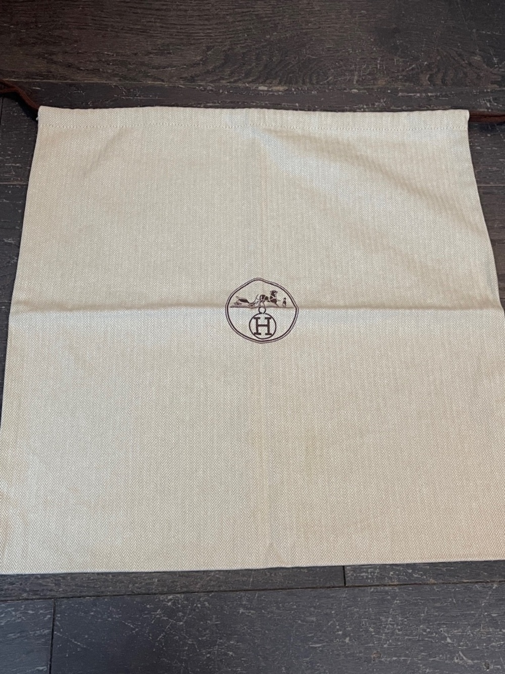 Authentic Hermes XLarge tweed dust bag drawstring storage birkin Kelly 45/45cm